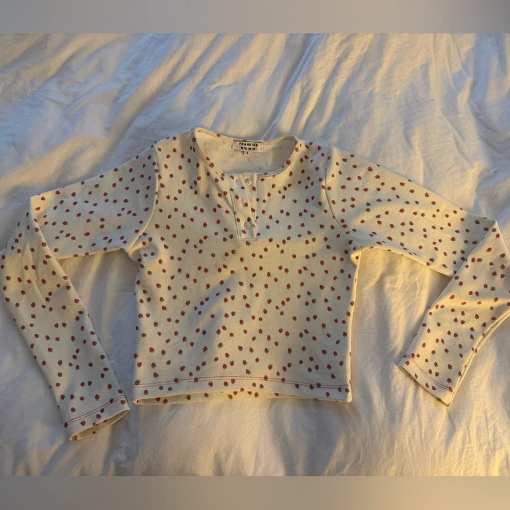 Frankie’s Bikinis x Gigi Hadid Lake Terry Strawberry Long Sleeve Top Small